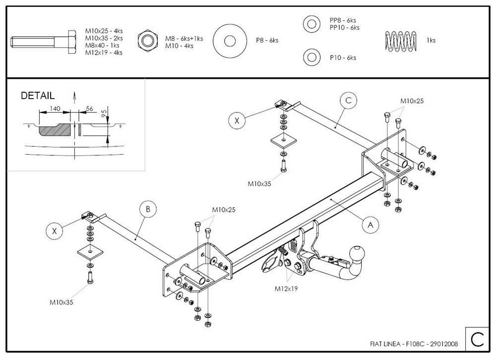 Фаркоп GALIA для FIAT Linea фото 2