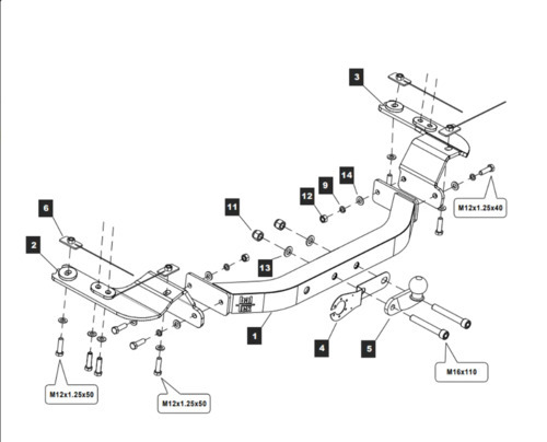 Фаркоп Baltex для Toyota Land Cruiser 200 (Mk.XI) Excalibur 2017-2018 шар F