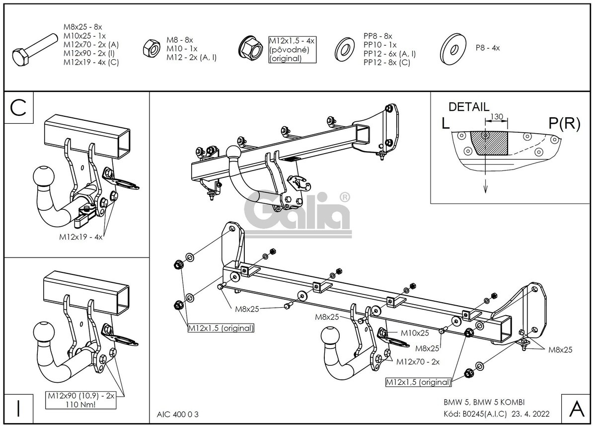 Фаркоп оцинкованный GALIA для Subaru Outback BT (Mk.VI) 2021- шар V фото 2