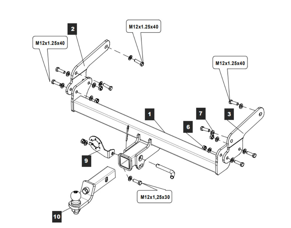 Фаркоп TowRus для Toyota RAV4 XA50 (Mk.V) 2019-2025 шар Е (система антистук)