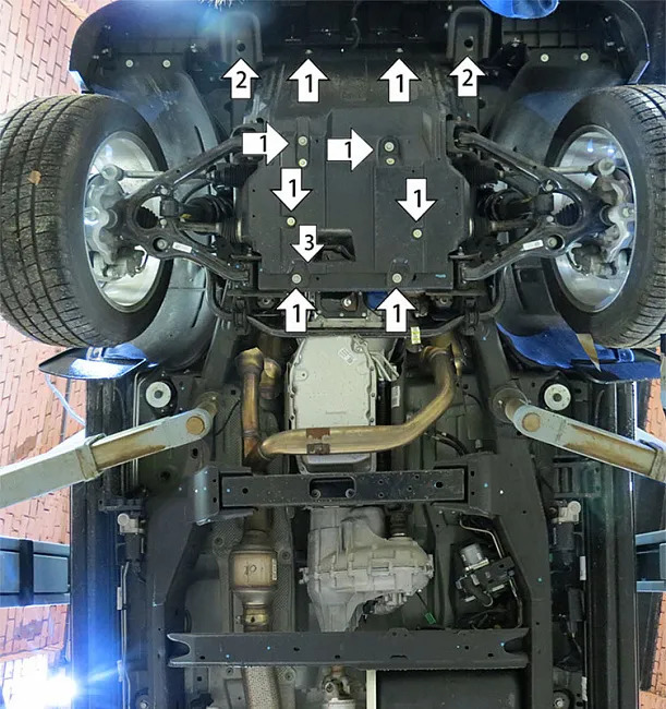 Защита Мотодор для двигателя, КПП, РК, заднего дифференциала Cadillac Escalade IV 2014-2020 фото 2