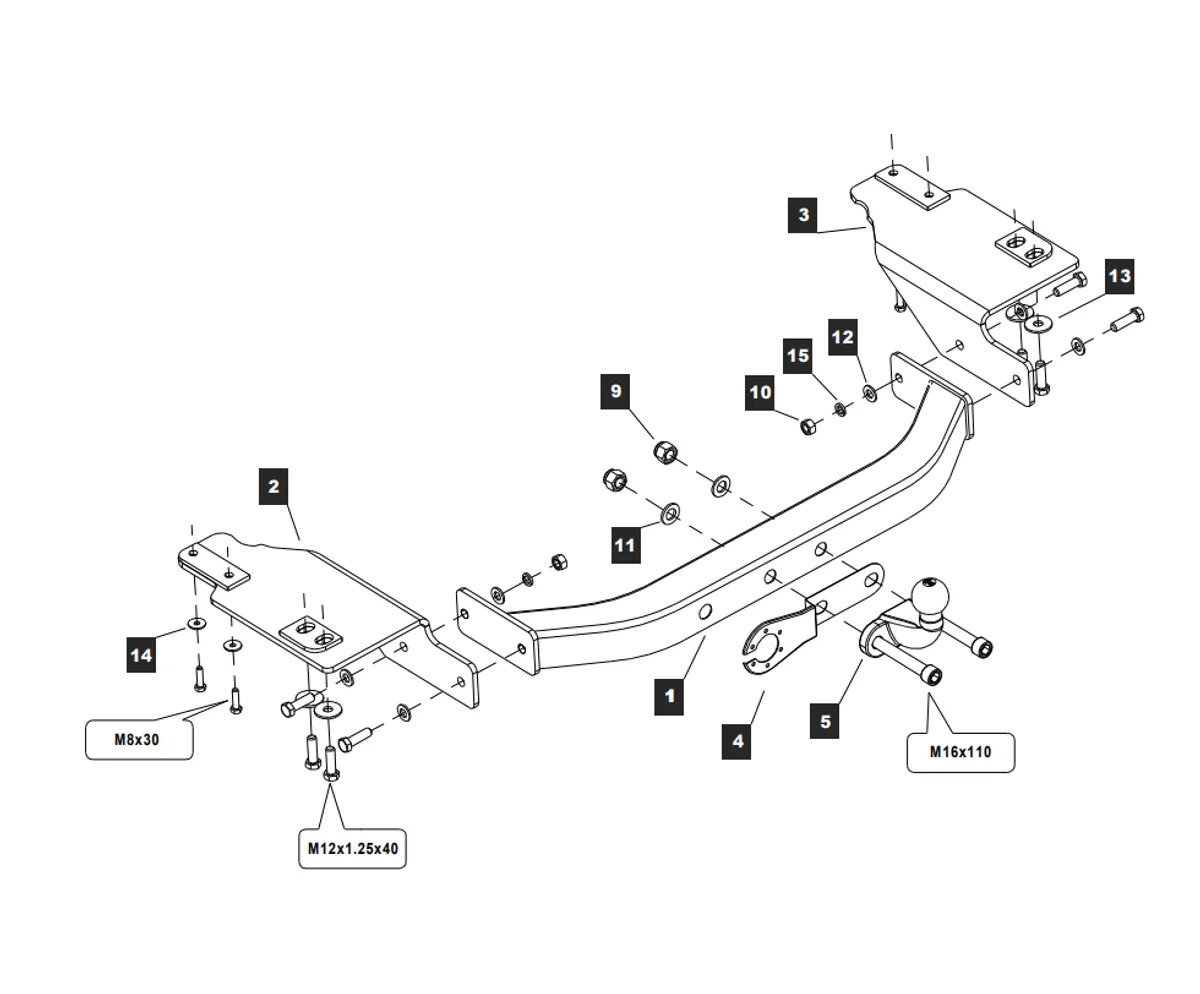 Фаркоп Baltex для Toyota Land Cruiser Prado J150 (Mk.IV) 2009-2023 /  Toyota Land Cruiser Prado J120 (Mk.III) 2002-2009  Lexus GX 2003-2023 Тип шара F