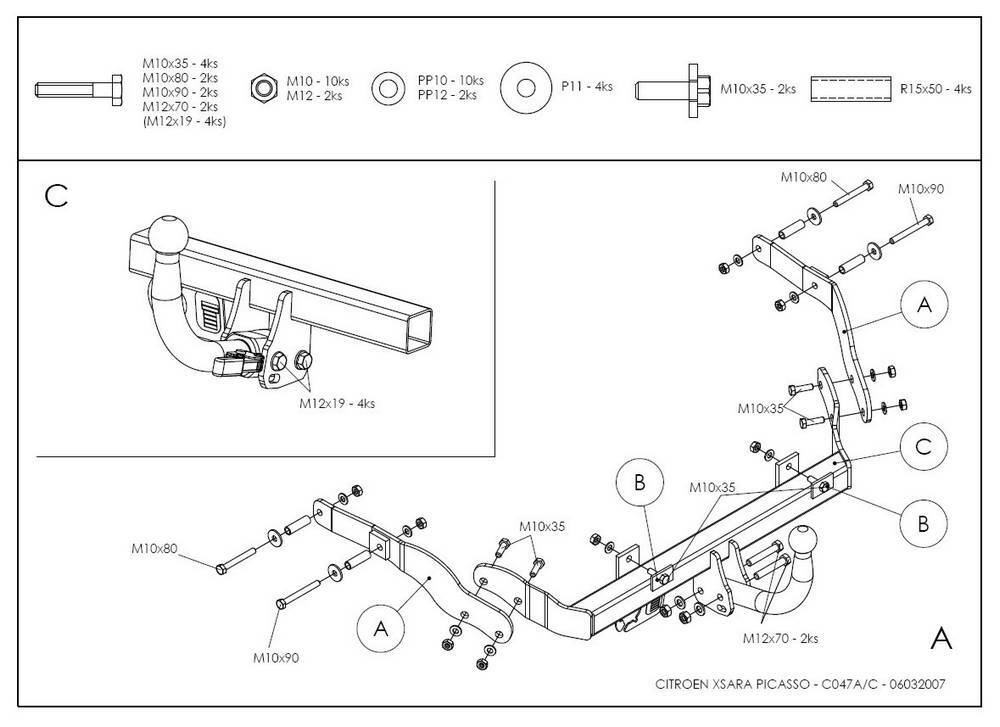 Фаркоп GALIA для Citroen Xsara Picasso фото 2