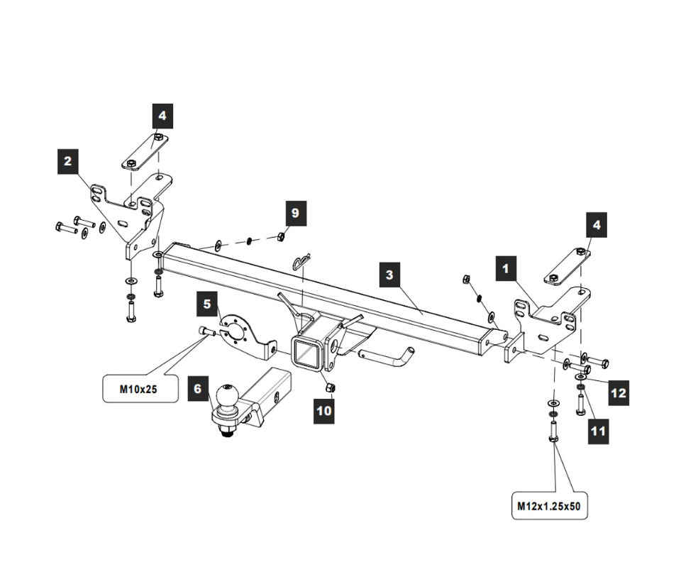 Фаркоп TowRus для Chery Tiggo 8/ 8 Pro/ 8 Pro Max 2022-/ Xcite X-Cross 8 2024-/Tenet T8 2025- шар Е (система антистук)