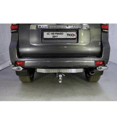 Быстросъёмный оцинкованный фаркоп ТСС для Toyota Land Cruiser Prado 150 (Mk.IV) 2009-2023 с накладкой из нержавеющей стали с надписью Land Cruiser Шар Е фото 3