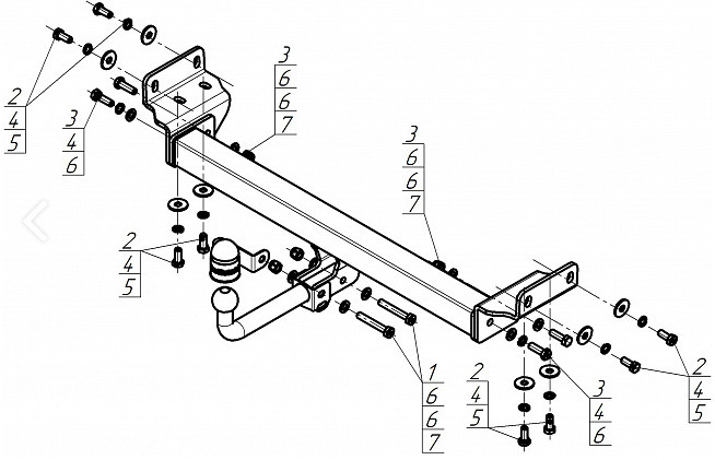 Фаркоп с оцинкованным шаром Motodor для Omoda C7 (Mk.I) 2025- шар А фото 3