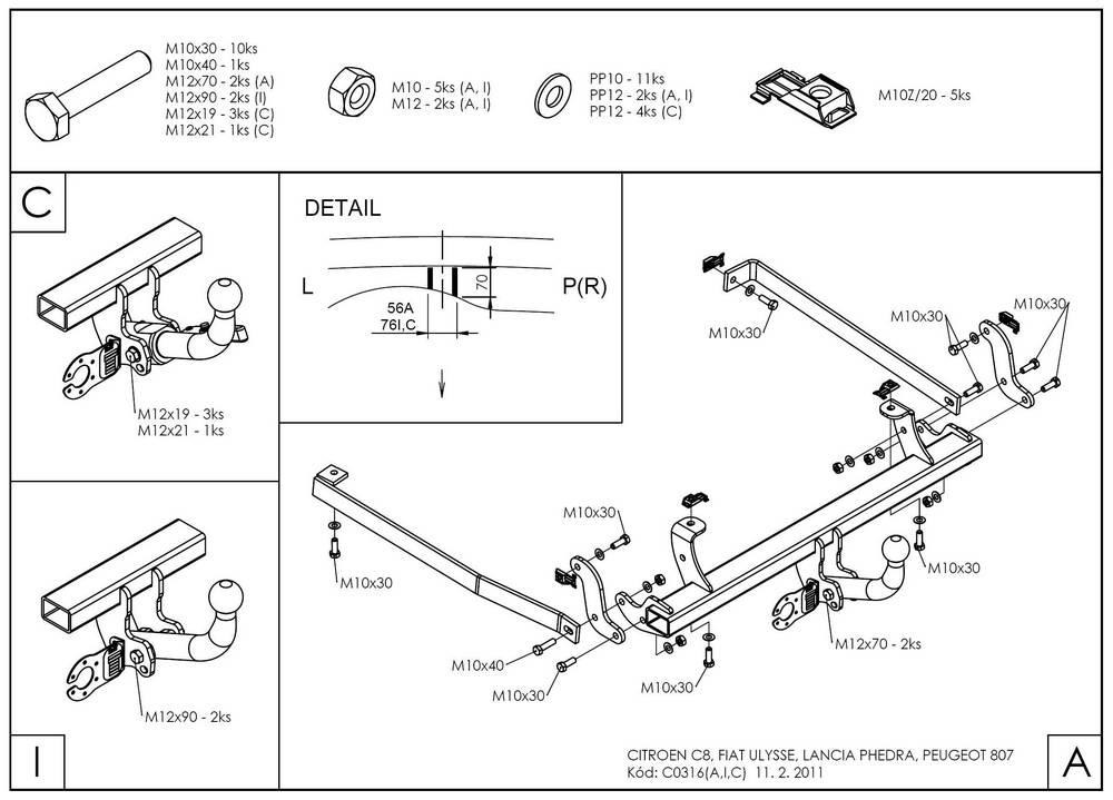 Фаркоп GALIA для Citroen C8, FIAT Ulysse, Lancia Phedra, Peugeot 807 фото 2