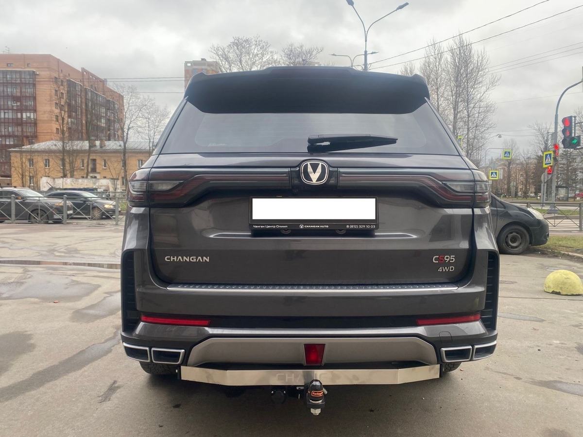 Быстросъёмный фаркоп ТСС с накладкой из нержавеющей стали для Changan CS95 (Mk.II) 2024- Шар Е фото 2