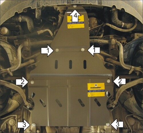 Защита Мотодор для картера и КПП Audi A4 B7 (Quattro) седан, универсал 2004-2008