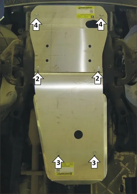 Защита алюминиевая Мотодор усиленная для двигателя, переднего дифференциала, КПП, радиатора, РК Mercedes-Benz Viano W639 рестайлинг 2009-2014 фото 3