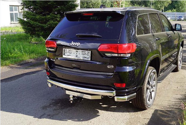Фаркоп оцинкованный ТСС с накладкой с надписью Grand Cherokee для Jeep Grand Cherokee WK (Mk.IV 2 rest) 2017-2021 шар Е фото 3