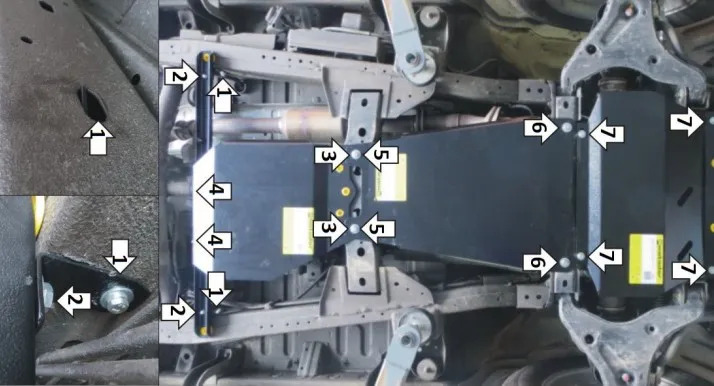 Защита Мотодор усиленная для двигателя, КПП, переднего дифференциала, РК Mitsubishi L200 V 2015-2022 фото 4