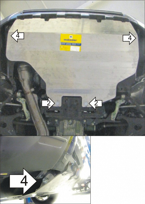 Защита алюминиевая Мотодор для картера Subaru Forester III 2008-2012