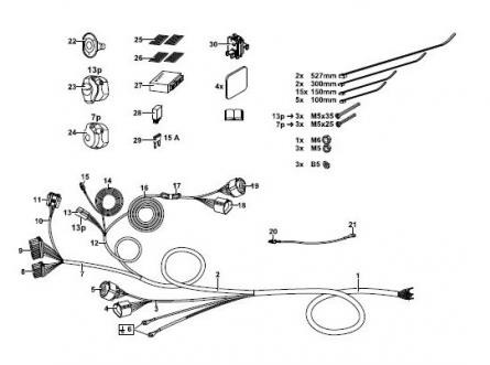 Комплект электрики фаркопа WESTFALIA для Fiat Ducato, Citroen Jumper, Peugeot Boxer 7-пин
