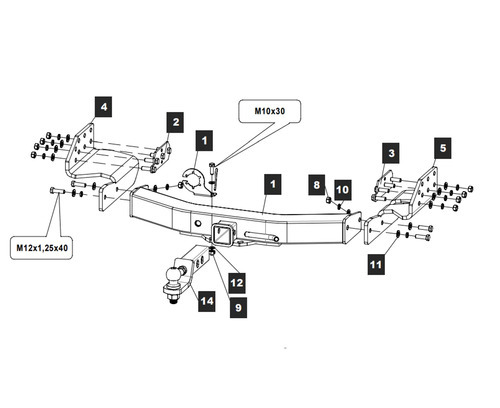 Быстросъёмный фаркоп с системой антистук для Mitsubishi Pajero Sport (Mk.II/Mk.III) 2008- Шар Е