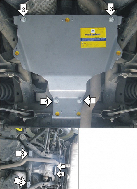 Защита алюминиевая Мотодор для заднего дифференциала Volkswagen Touareg I 2006-2010