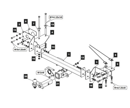 Быстросъёмный фаркоп TowRus для Changan CS95 (Mk.I) 2023- Шар Е с антистуком