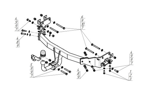 Оцинкованный фаркоп ZincaR для Hyundai Santa Fe (Mk.III) 2012-2018 / Hyundai Grand Santa Fe (Mk.III) 2014-2018 / Kia Sorento 2012-2020 Шар А