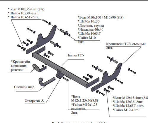 Быстросъёмный фаркоп Трейлер для Лада Ларгус 2012- Шар Е