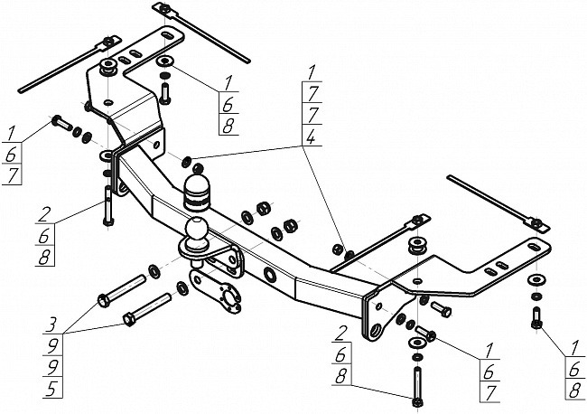 Фаркоп Motodor для Toyota Land Cruiser J200 (Mk.XI) 2007-2021/Lexus LX J200 (Mk.III) 2007-2021 шар FE фото 3