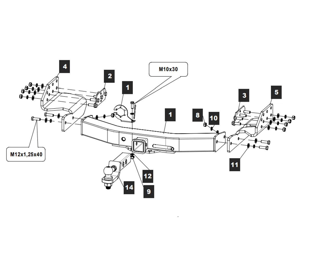Быстросъёмный фаркоп с системой антистук для Mitsubishi Pajero Sport (Mk.II/Mk.III) 2008- Шар Е