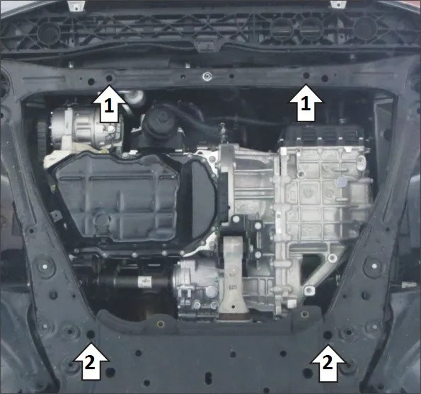 Защита алюминиевая Мотодор для картера двигателя и КПП Hyundai Santa Fe IV рестайлинг 2020-2022 фото 2