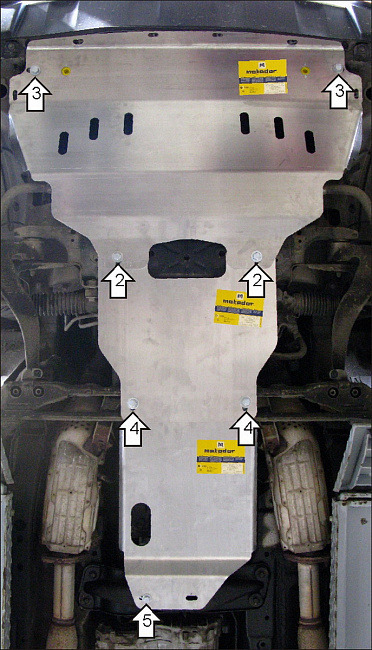 Защита алюминиевая Мотодор для радиатора, картера, КПП Infiniti FX 35, 45 2006-2008