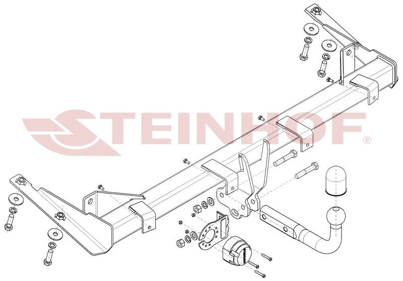 Фаркоп Steinhof для Volkswagen Caddy 2K, в т.ч. Maxi, в т.ч. Alltrack 2004-2021 шар А