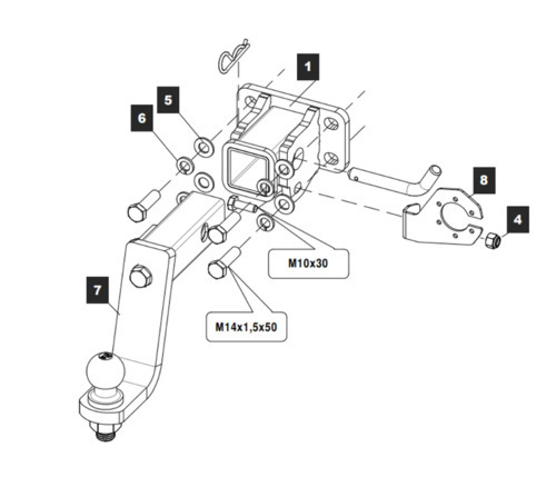 Фаркоп TowRus для Haval H9 2024-/ Tank 500 06/2023-/ Haval H5 2024-/ Tank 300 2022-/ Tank 300 Adventure 2022-/ Tank 400 2023- шар Е (система антистук)