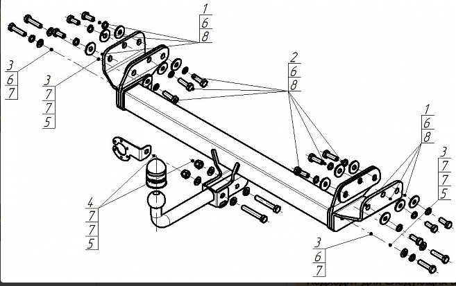 Фаркоп с оцинк. шаром Motodor для Omoda C5 (Mk.I) 2024- шар А фото 3