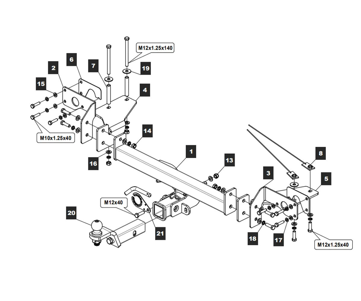 Быстросъёмный фаркоп TowRus для Changan CS95 (Mk.I) 2023- Шар Е с антистуком