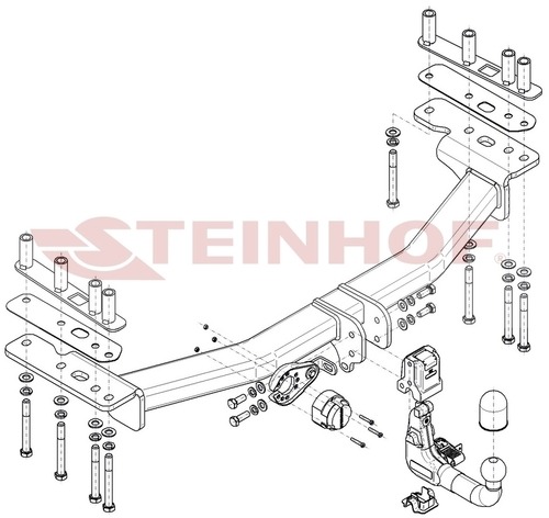 Фаркоп Steinhof для Land Rover Discovery Sport L550 (Mk.I) (с запасным колесом в багажнике) 2014-2019 шар V