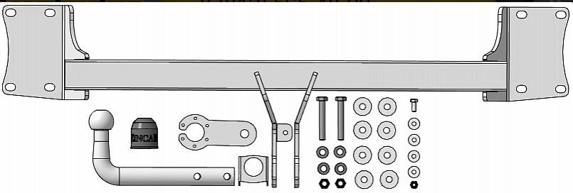 Фаркоп оцинкованный ZincaR для BMW X5 E70 (Mk.II) 2007-2013/ X5 F15 (Mk.III) 2013-2018/ BMW X6 F16 (Mk.II) 2014-2019 (кроме моделей с M-пакетом) шар А