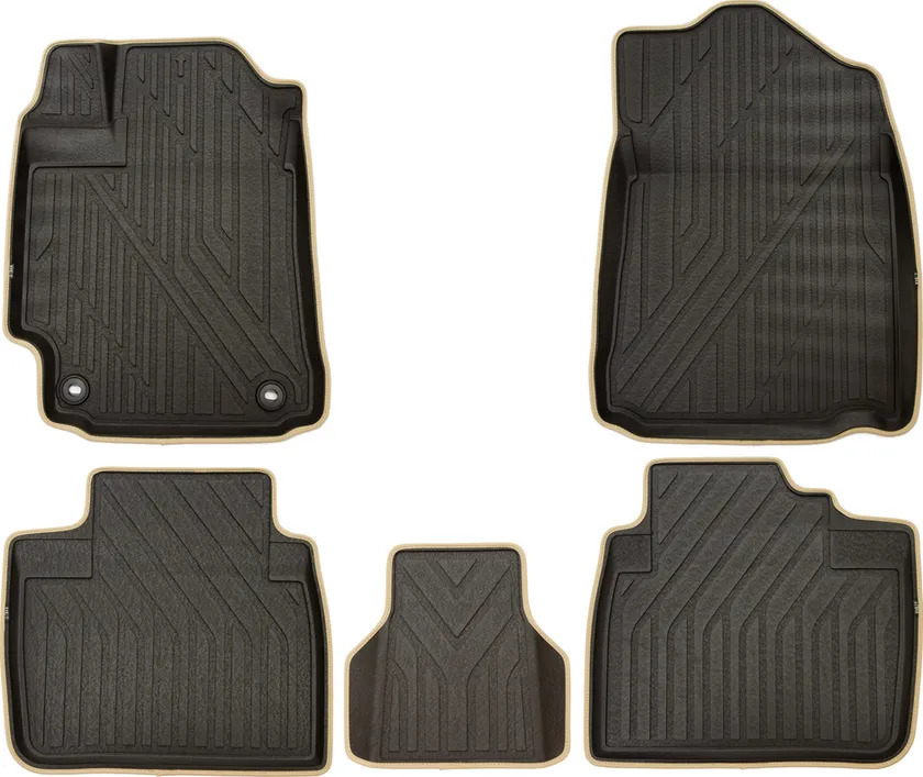 Коврики KVEST 3D для салона Toyota Camry XV50 2011-2014 Черный, бежевый кант