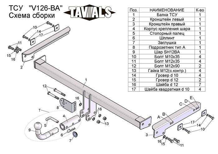 Фаркоп TAVIALS для Volkswagen Tiguan 2