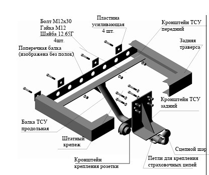 Фаркоп Трейлер для УАЗ 469, 3151,31512, 31519 1972/ УАЗ Хантер 2001- шар H