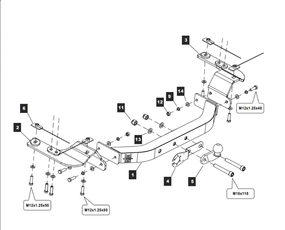 Фаркоп Baltex для Toyota Land Cruiser 200 (Mk.XI) Excalibur 2017-2018 шар F