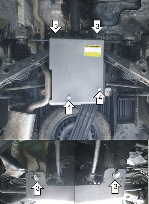 Защита алюминиевая Мотодор для заднего дифференциала Volkswagen Multivan T5 2003-2022