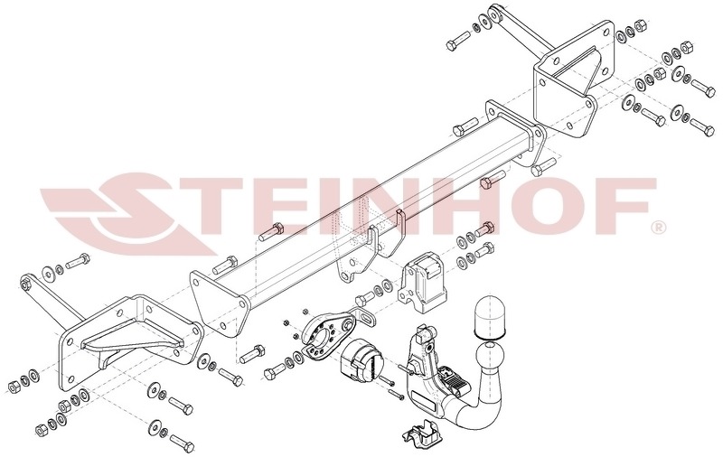 Фаркоп Steinhof для Volkswagen T7 Multivan STM, STN (Mk.VII) 2021- шар V