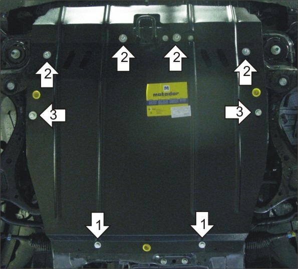 Защита алюминиевая Мотодор для картера и КПП Hyundai Santa Fe II 2006-2011