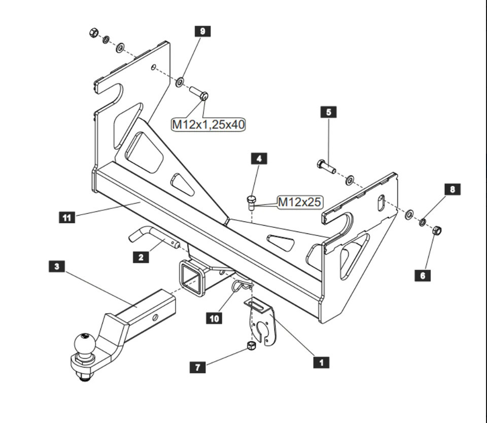 Фаркоп Baltex для Kia Bongo CT (Mk.III) 2004-/ Hyundai Porter HR (Mk.II) 2006- шар Е