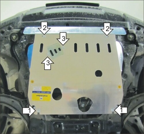 Защита алюминиевая Мотодор для картера, КПП Nissan X-Trail T31 2007-2014