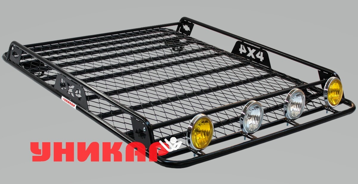 Багажник экспедиционный УНИКАР для ВАЗ-2123 Chevrolet Niva, LADA Niva Travel с ограждением и сеткой на рейлинги