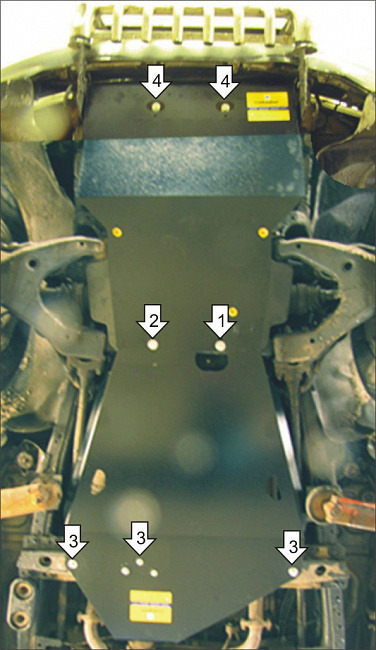 Защита алюминиевая Мотодор для радиатора, картера, КПП Toyota Land Cruiser 100 1998-2007