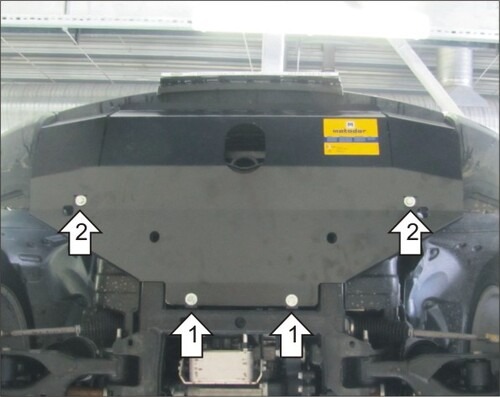 Защита алюминиевая Мотодор для переднего бампера, радиатора, рулевых тяг Land Rover Range Rover Sport I HSE, Supercharged 2009-2013