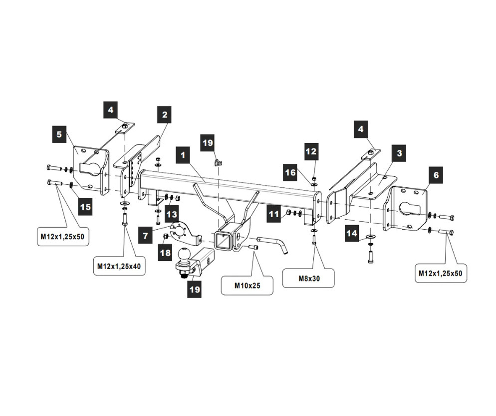 Фаркоп TowRus для Geely Tugella (Mk.I) 2020-2024/ Knewstar 001 (Mk.I) 2024- шар Е (система антистук)