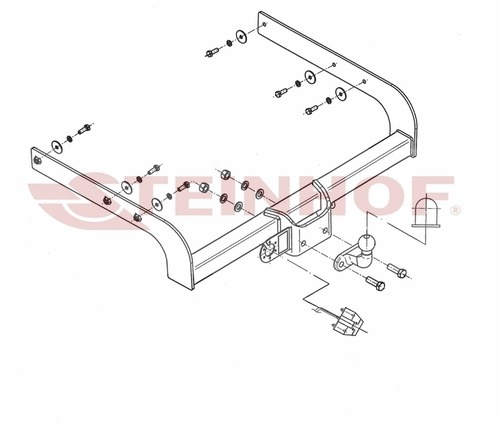 Фаркоп Steinhof для Volkswagen Transporter T5 (Mk.V) шасси 2003-2015/ Volkswagen Transporter T6 (Mk.VI) шасси 2015-2024 шар F