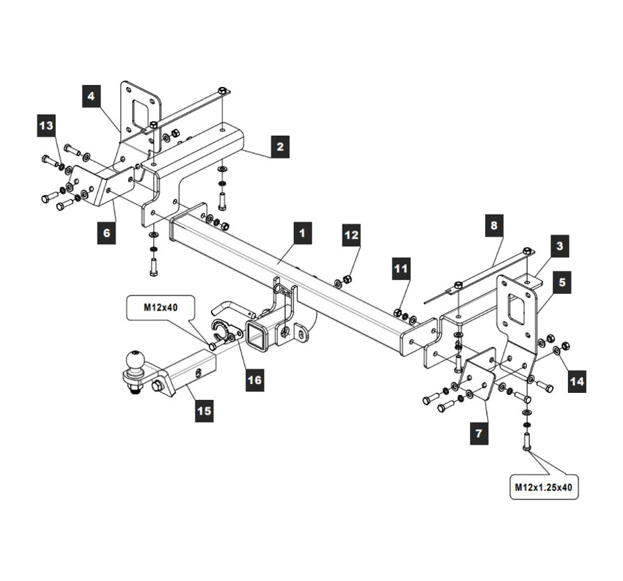 Фаркоп TowRus для Haval F7 (Mk.I) 2018-2024 шар Е (система антистук)
