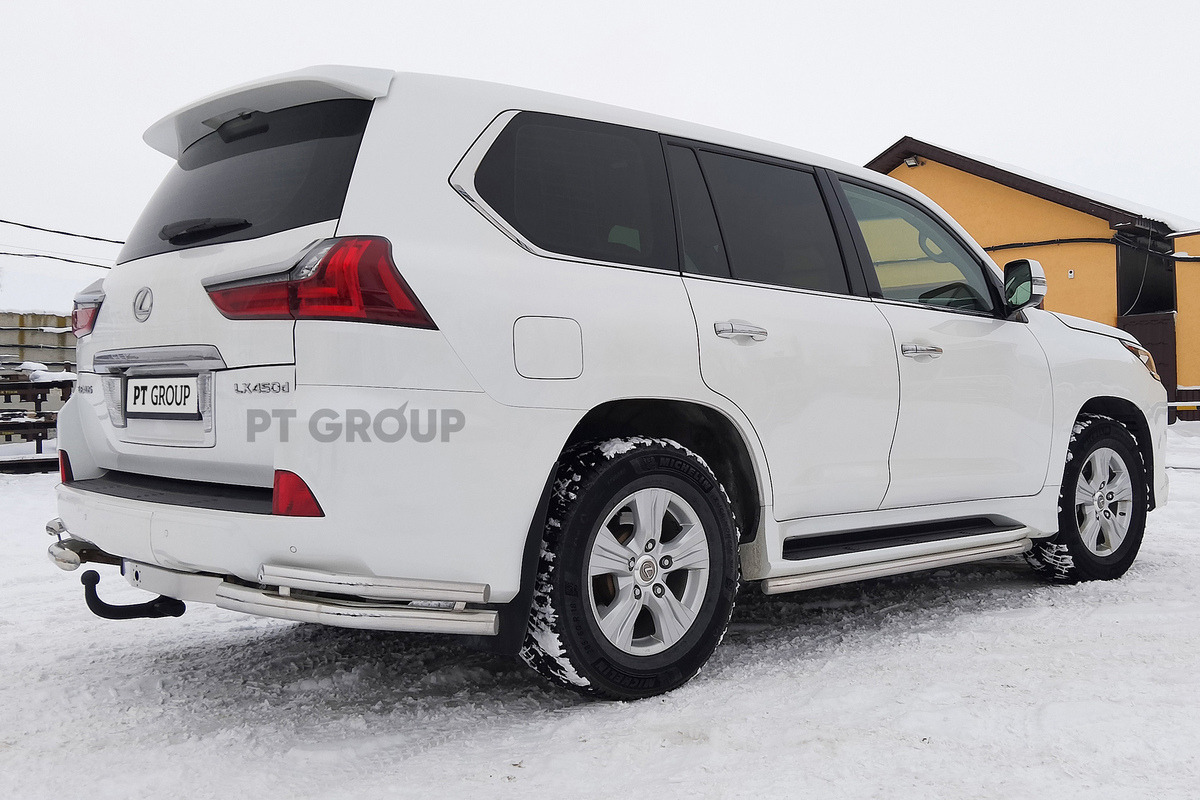 PT GROUP Фаркоп с нержавеющей накладкой Toyota Land Cruiser 200 (Mk.XI) 2007-2021/ Lexus LX J200(Mk.III) 2007-2022 шар AV фото 3