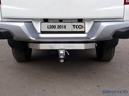 Быстросъёмный фаркоп ТСС для Mitsubishi L200 2015-2023 (Mk.IV/V с накладкой из нержавеющей стали с надписью Mitsubishi Шар Е фото 2